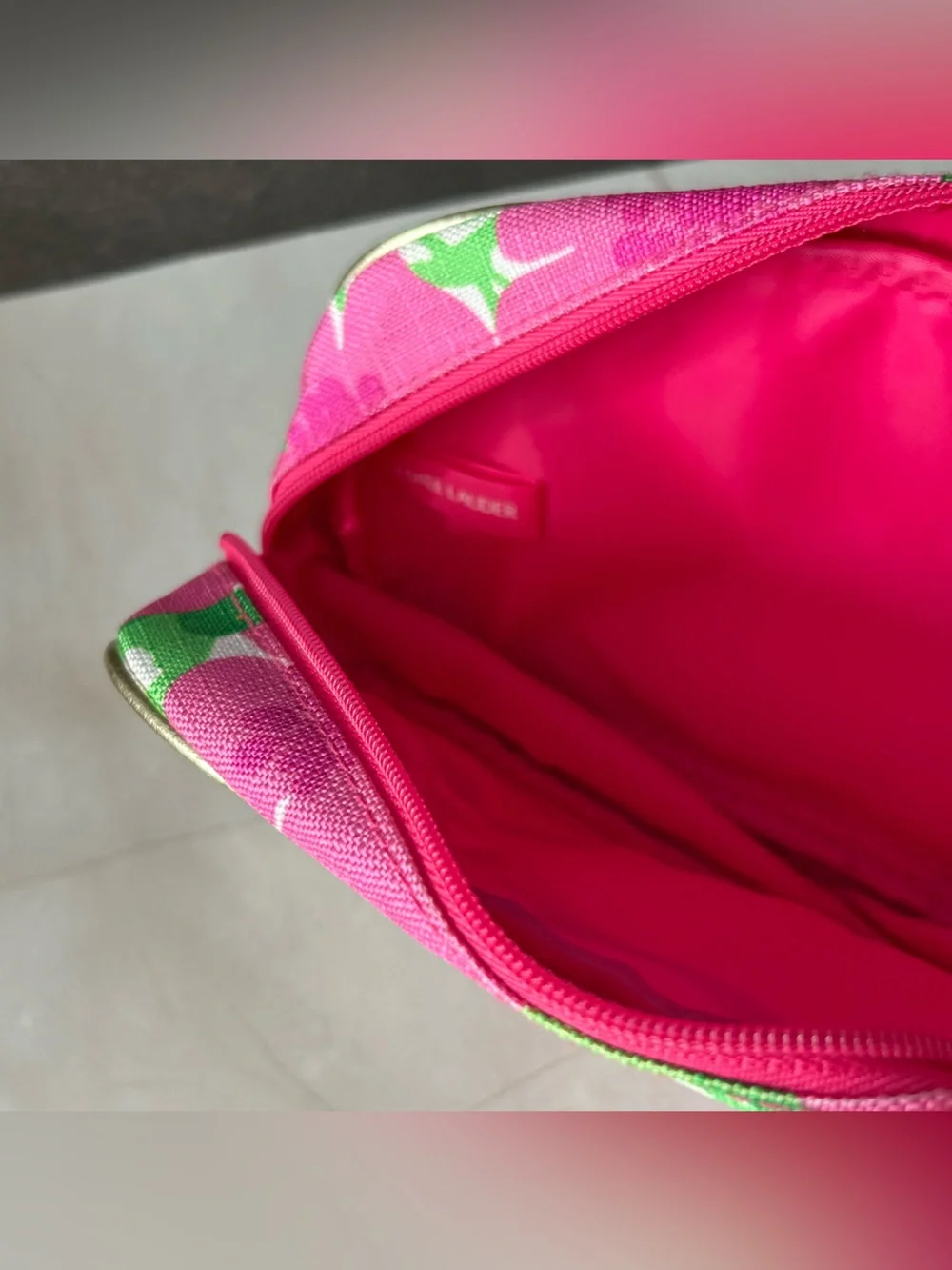 Lilly Pulitzer for Estée Lauder Floral Cosmetic Pouch with Gold Trim